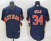 Men's Houston Astros #34 Nolan Ryan Navy Blue Team Logo Stitched MLB Cool Base Nike Jersey,baseball caps,new era cap wholesale,wholesale hats